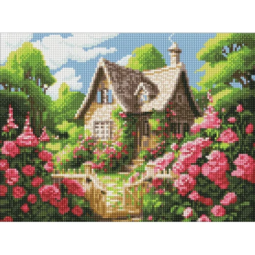 Mozaic cu diamante Căsuță, 30×40 cm fără ramă, Ideyka (AMC7907)