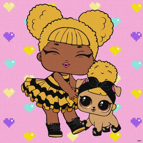 Pictură pe numere LOL Surprise Queen Bee și Queen Pup, 40×40 cm, Ideyka (KHO6287)
