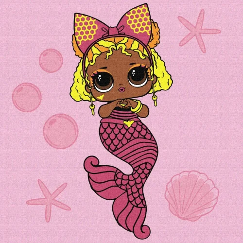 Pictură pe numere L.O.L. Surprise! Mermaids Queen Bee, 40×40 cm, Ideyka (KHO6265)