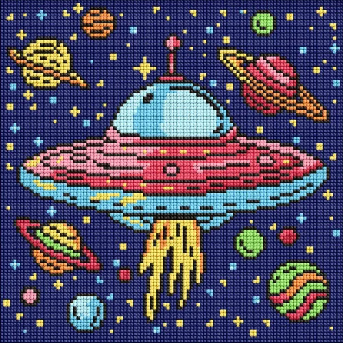 Mozaic cu diamante Călătorie în spațiu, 30×30 cm, Ideyka (AMO8107)