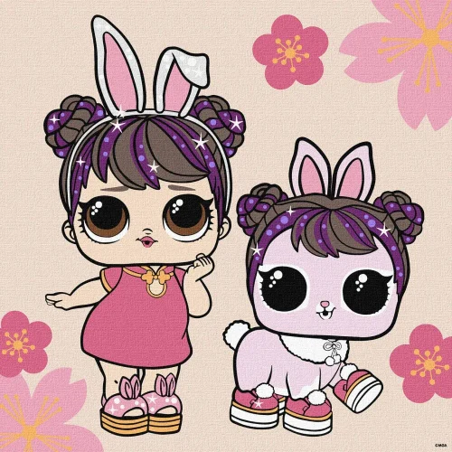 Pictură pe numere LOL Surprise Spring Bling Doll & Pet, 40×40 cm, Ideyka (KHO1105)