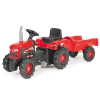 Tractor cu pedale și remorcă roșu, Dolu (8153)