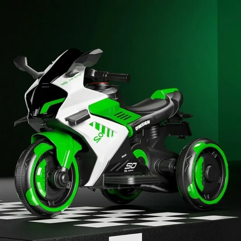 Motocicletă electrică pentru copii cu telecomandă, verde (18528) 3