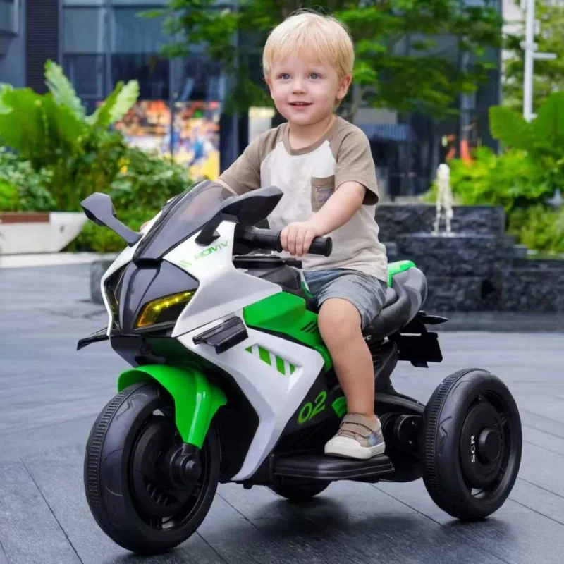Motocicletă electrică pentru copii cu telecomandă, verde (18528) 2