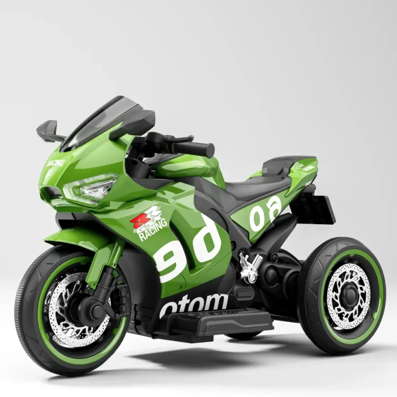 Motocicletă electrică pentru copii cu telecomandă, verde (63071) 2