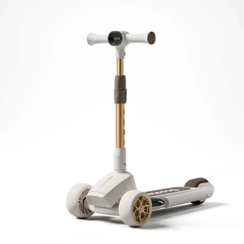 Детский самокат с 3 светящимися колесами, музыкой и подсветкой, белый, RTM Scooter (79137)