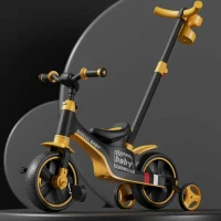 Tricicletă 4 în 1 pentru copii, cu mâner parental, muzică și lumini, portocalie (74267) 2