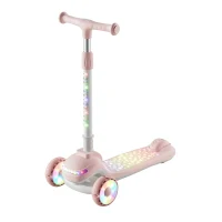 3-колесный детский самокат RTM Scooter с подсветкой, музыкальной и световой платформой, руль с подсветкой, розовый, самокат RTM (40656)