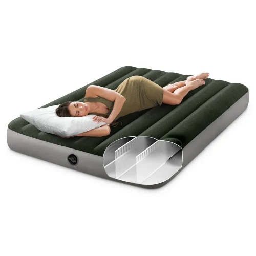 Надувной матрас Full Downy со встроенным ножным насосом, 137×191×25 см, макс. 272 кг, Интекс (64762)