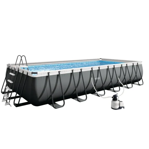 Бассейн с металлическим каркасом Ultra XTR Frame прямоугольный 732×366×132 см, 31805 л, песочный фильтр 7900 л/ч, полная комплектация, Intex (26364)