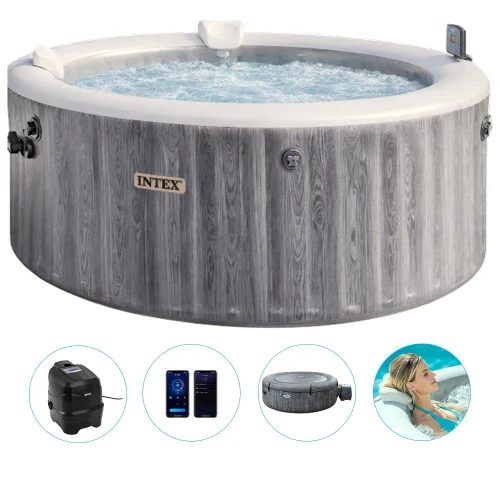Надувной спа с гидромассажем Greywood Deluxe, 196x196x71 см, 795 л, 4 человека, Intex (28440)