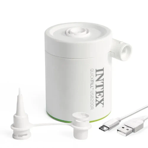 Аккумуляторный электронасос QuickFill USB200R, 200 л/мин, USB 5В, 2А, 2 насадки, Intex (66637)